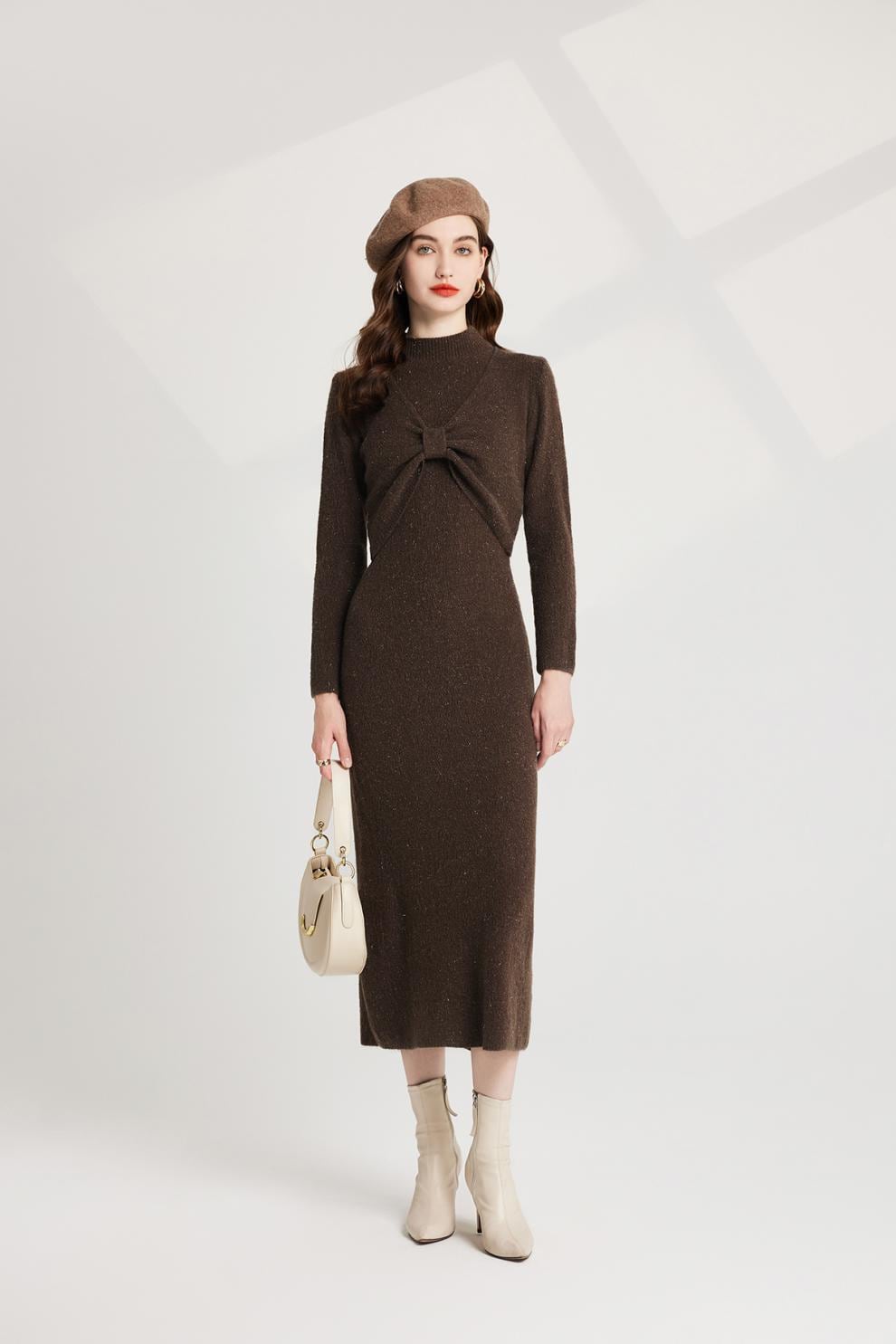 【dress】リボンニットトップス×ベストワンピースセット　M26251