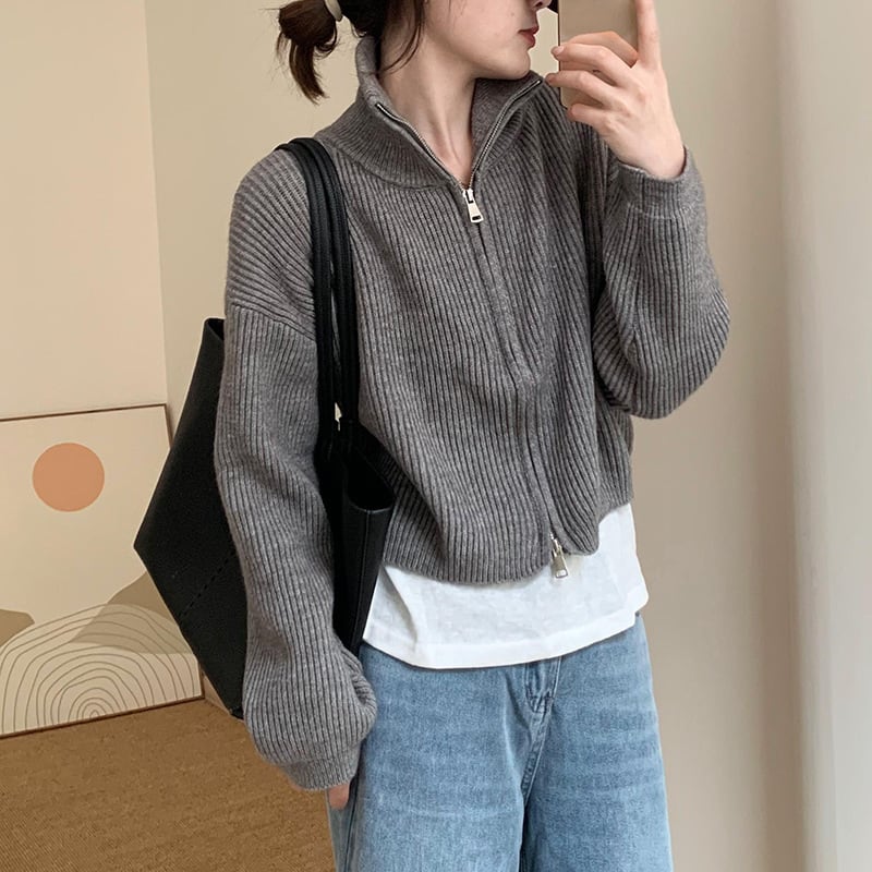 【outer】ファスナーニットカーデ　M28916