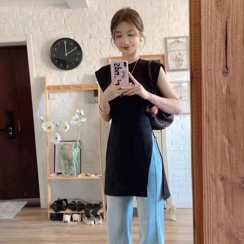 【tops】ノースリーブスリットタンクトップF7539