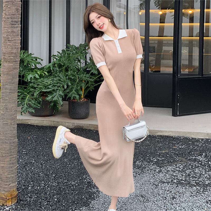 【dress】POLOネックニットワンピース G21110