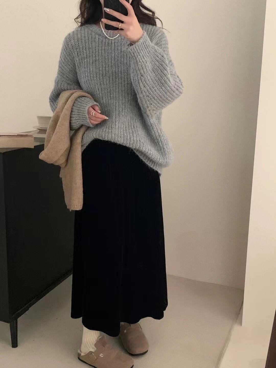 【tops】クルーネックニットセーター　M19008