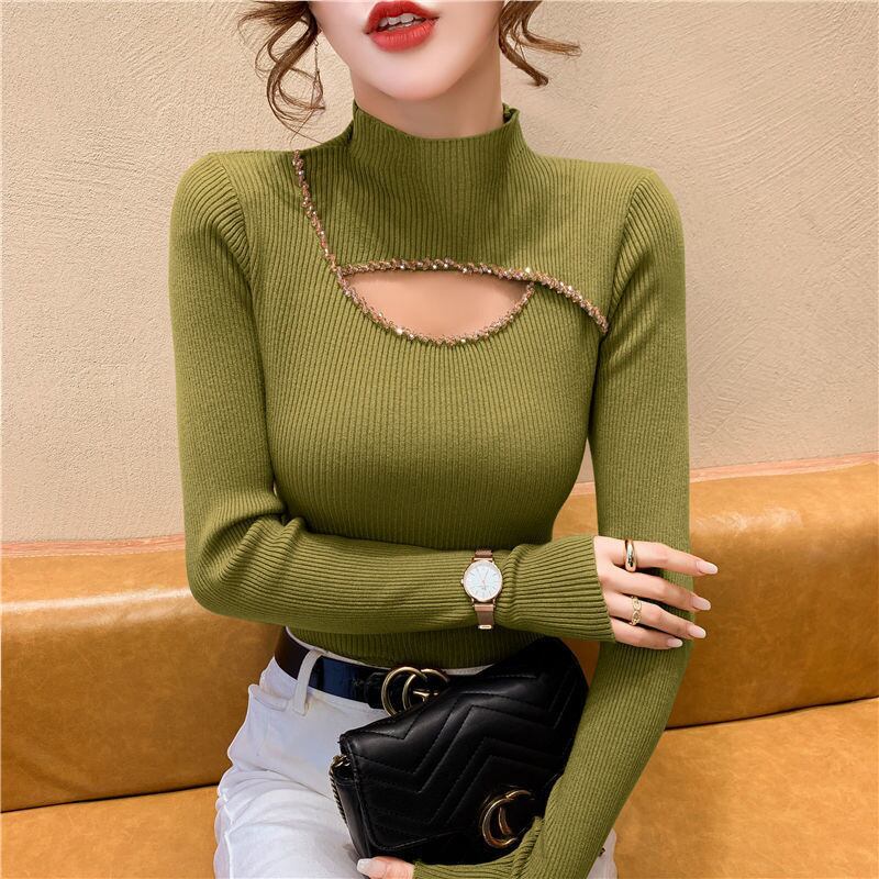 【tops】ビジューニットトップス　M27075