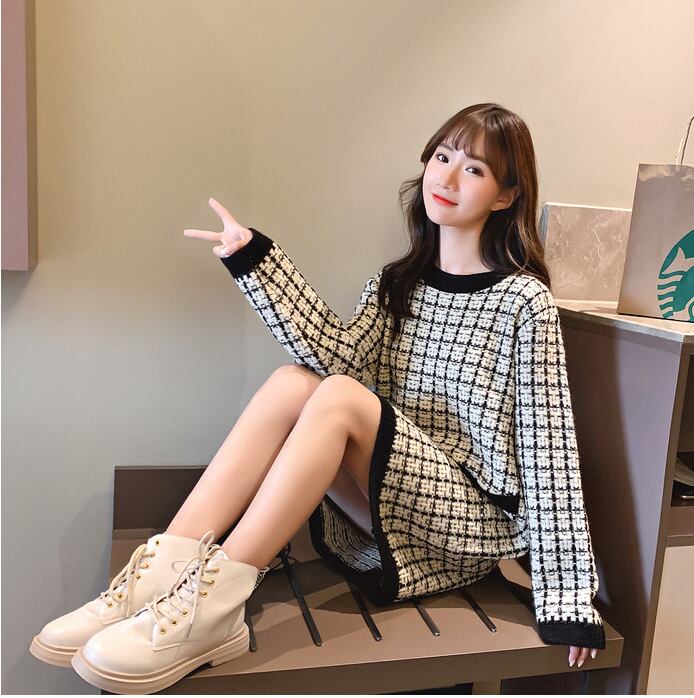 【dress】韓流スタイル シンプル気質満点エレガントルーズニットワンピース G1996