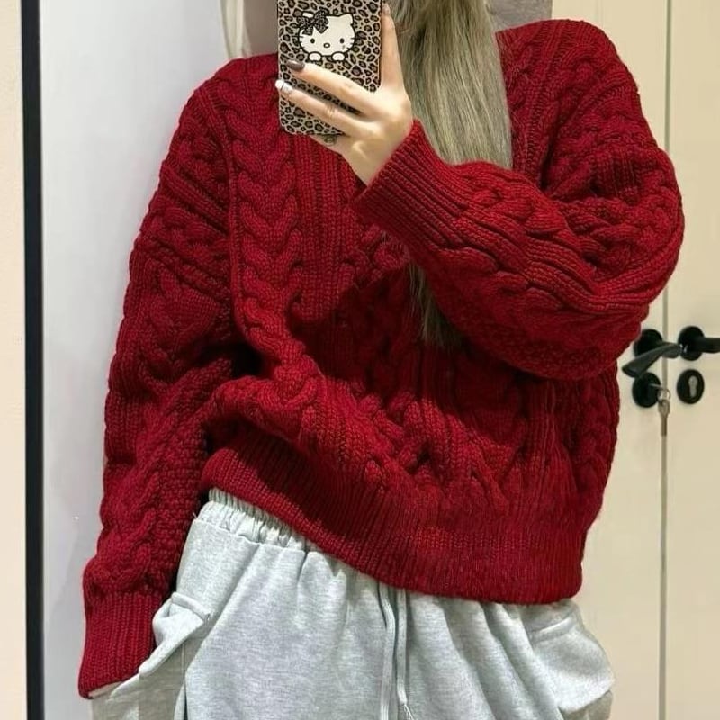 【tops】厚手ニットトップス Q7126