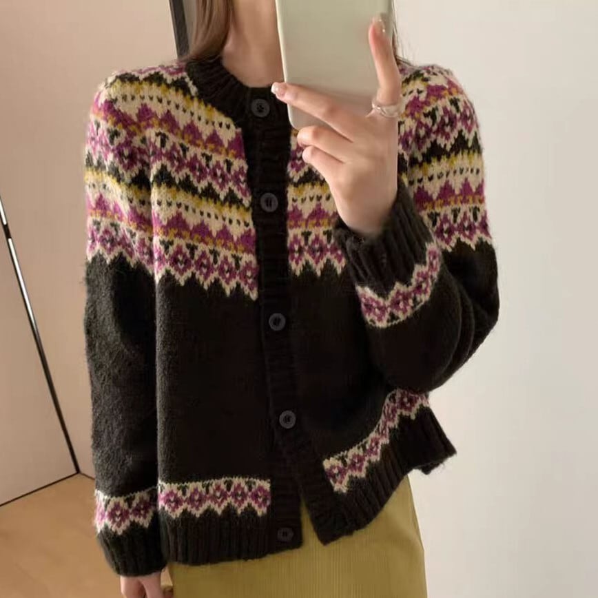 【outer】ジャカードニットカーデ　M27424