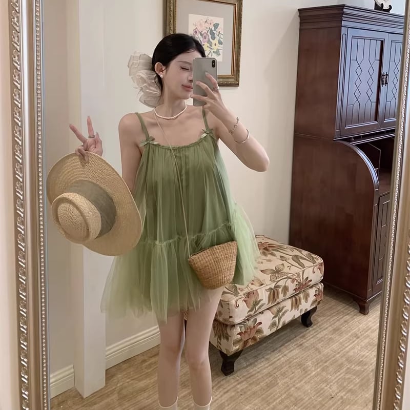 【dress】チュールミニキャミワンピース Q8346