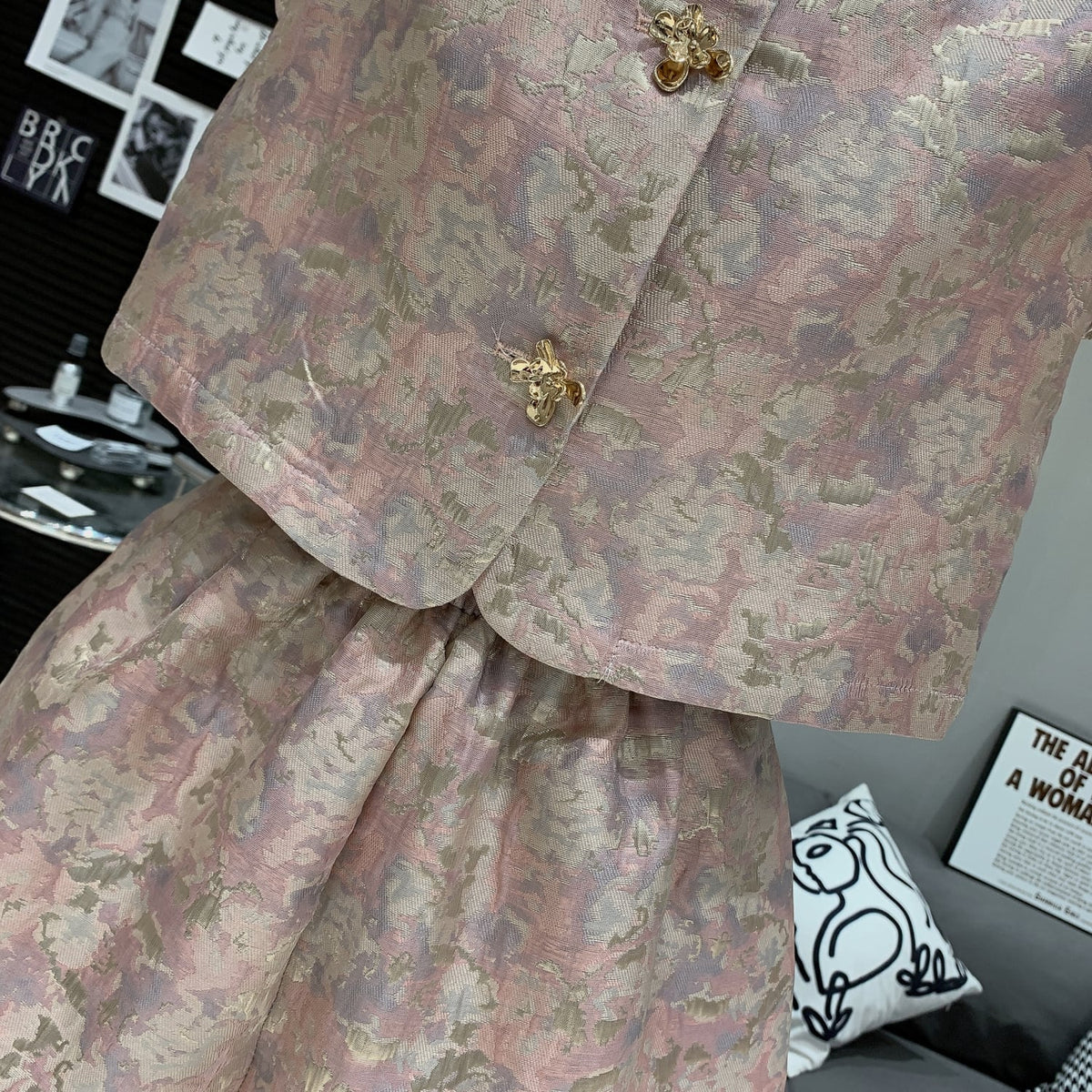 【set】ジャカードトップス×ショートパンツセット