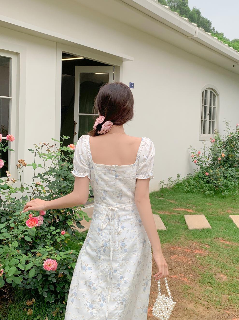 【dress】スウィートスクエアネック花柄ワンピースG21518