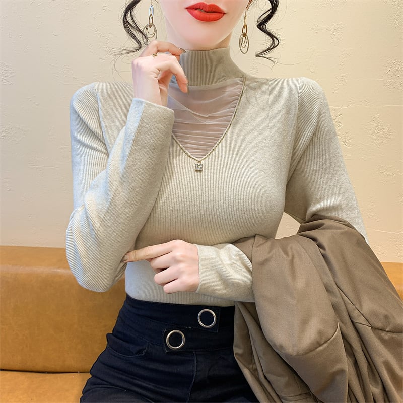 【tops】チュールドッキングニットトップス　M27626