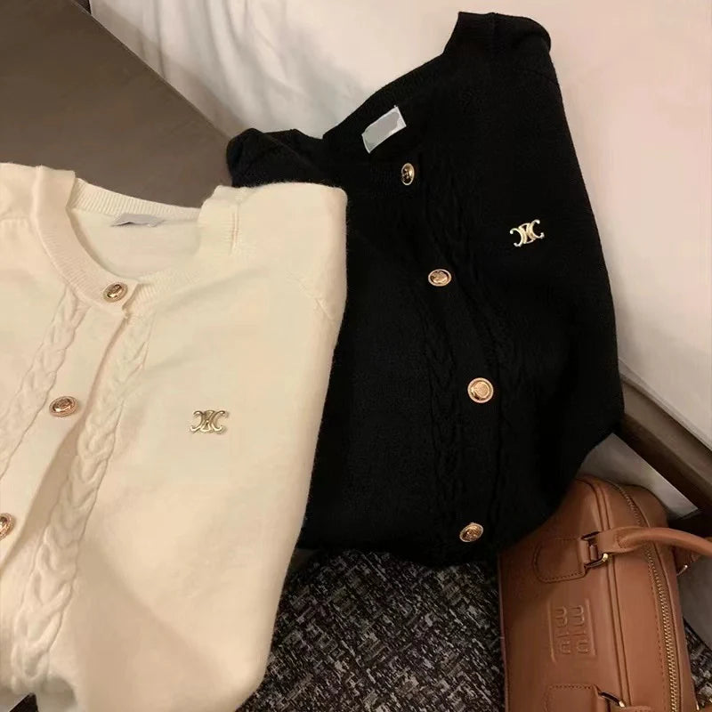 【outer】ラウンドネックニットカーディガンF8468