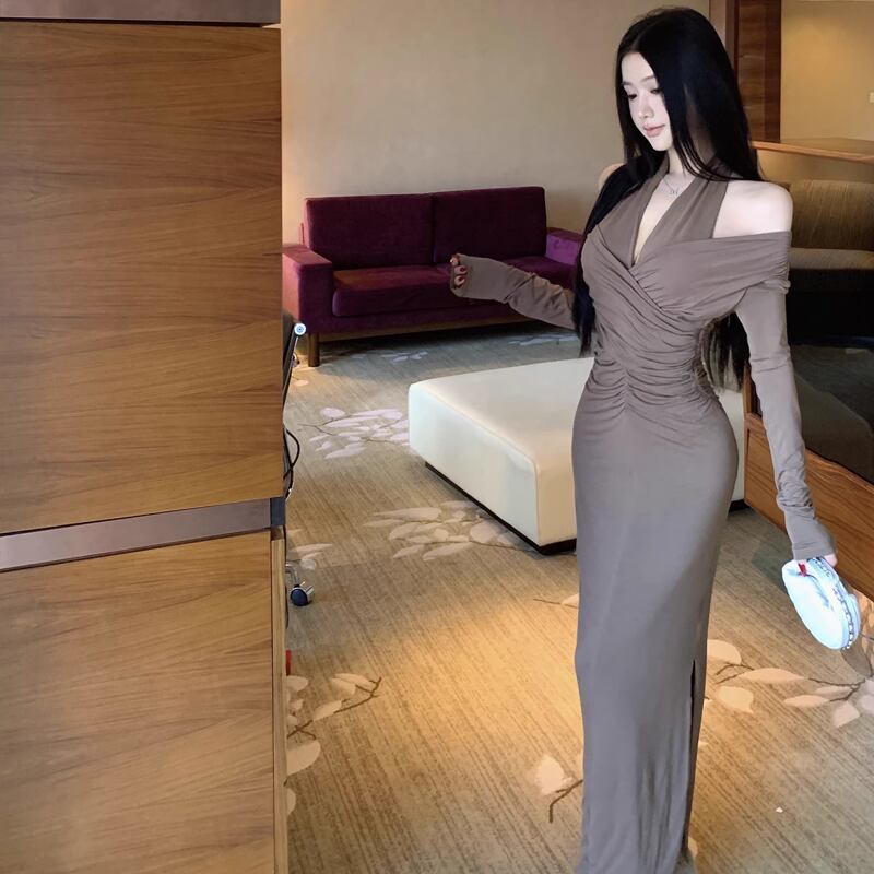 【dress】ホルターネックロングタイトワンピース Q8017