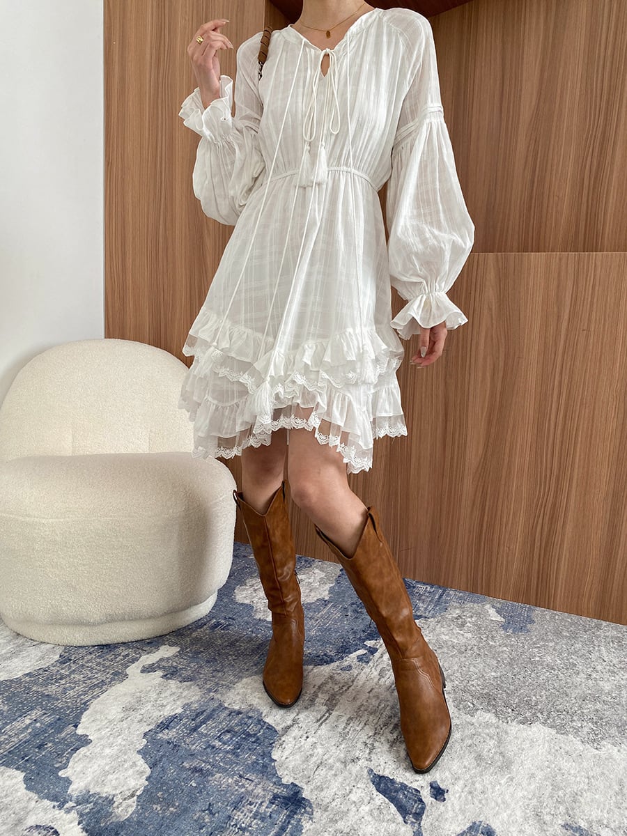 【dress】レースドッキングティアードワンピース　N2973