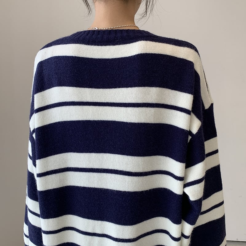 【dress】ボーダー柄ロングニットワンピース　N2185