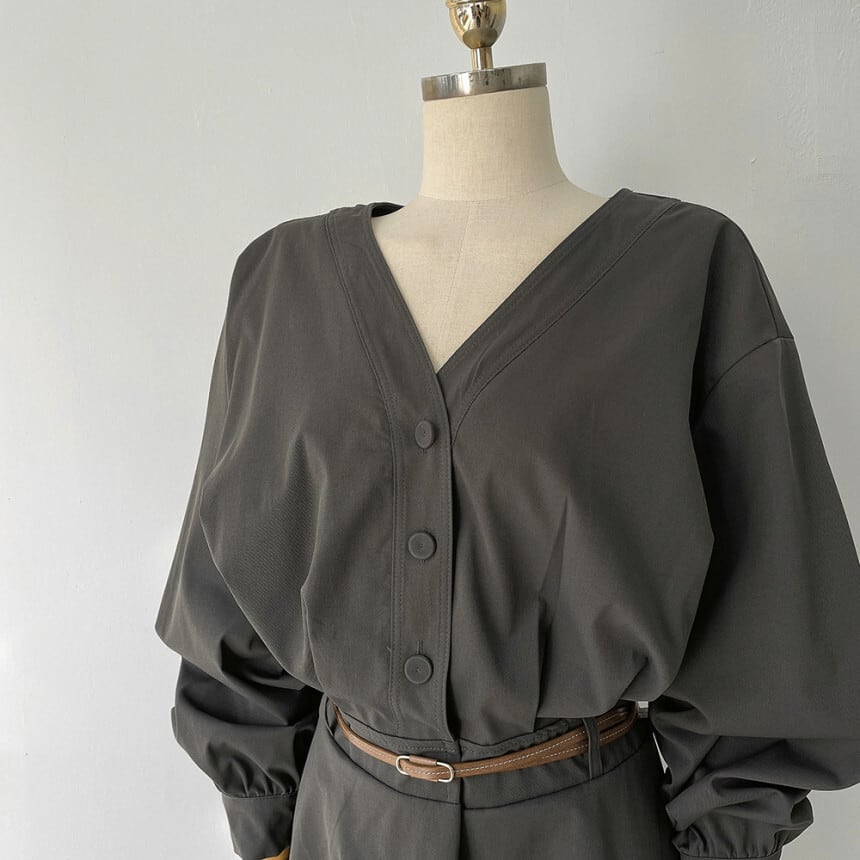 【dress】OL、通勤ワンピースベルト付き　M29620