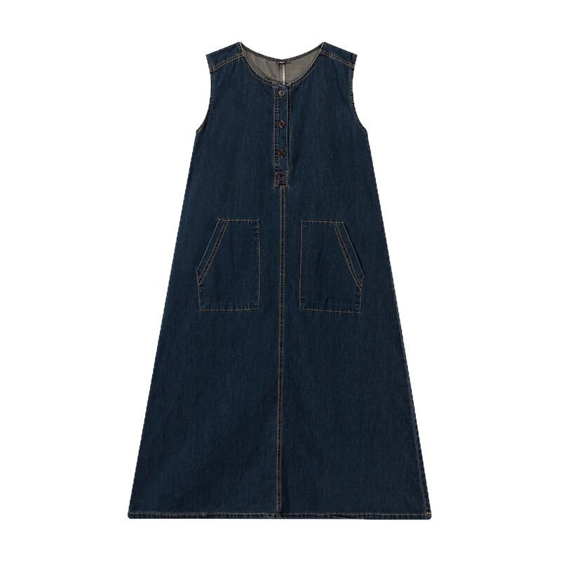 【dress】ポケット付きデニムベストワンピース Q8419