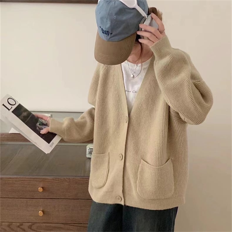 【outer】Vネックニットカーデ　M25852