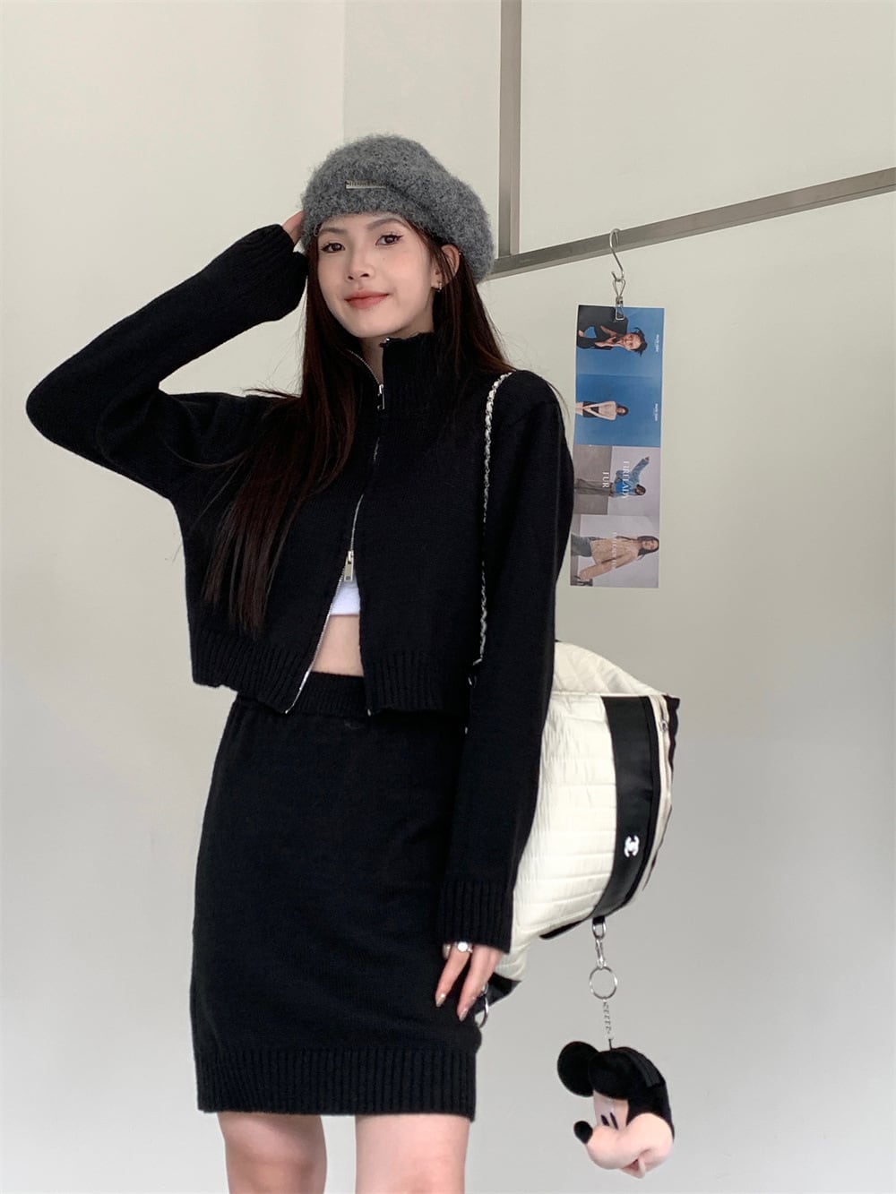 【set】ニットカーデ×スカートセット　M27703