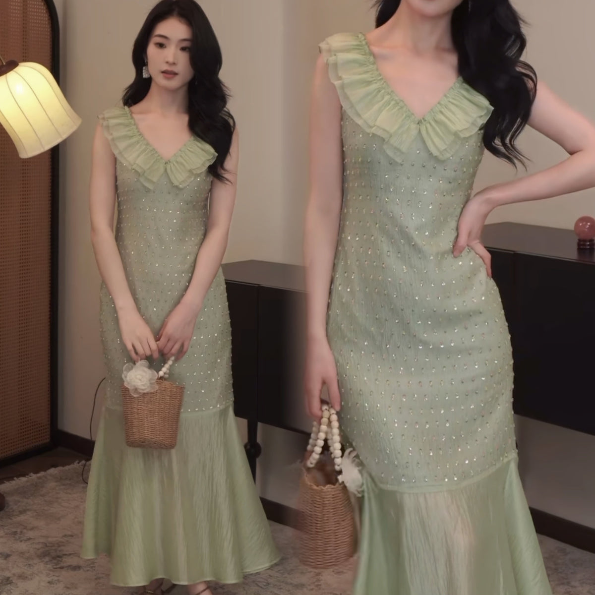 【dress】スパンコール付きマーメイドワンピース　N2987