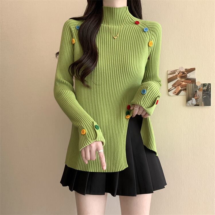【tops】ボタンデザインニットトップス　M27823