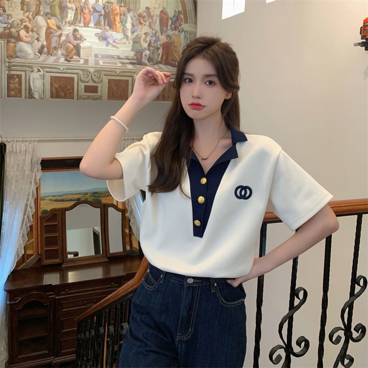 【tops】POLOネックデザインTシャツG21361