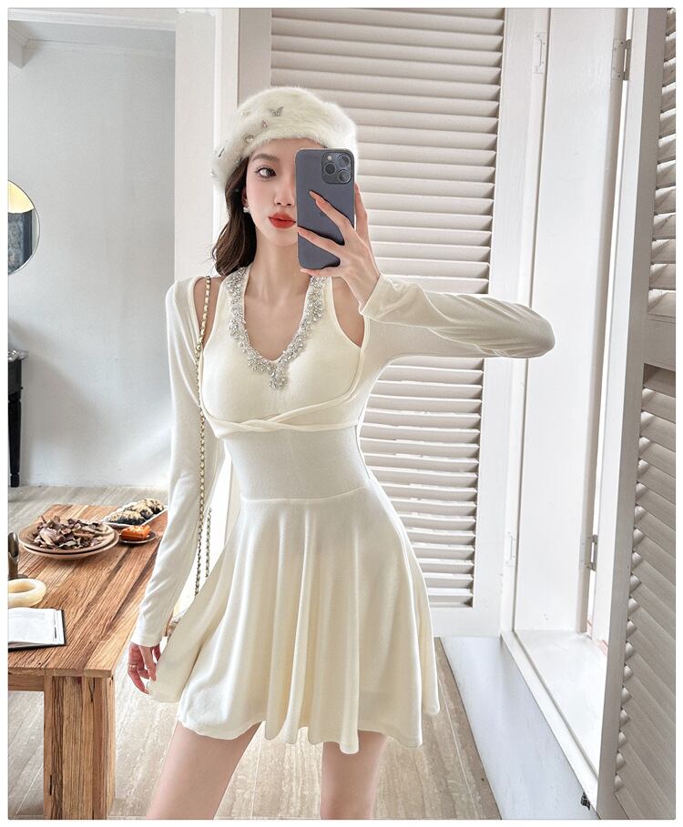 【dress】ビジューデートワンピース　M27418