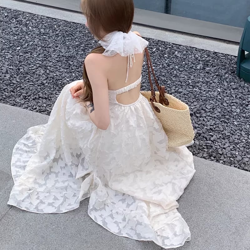 【dress】ベアバックロングレースドレス Q8011