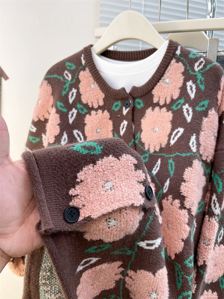 【outer】ジャカードニットカーデ　M28934