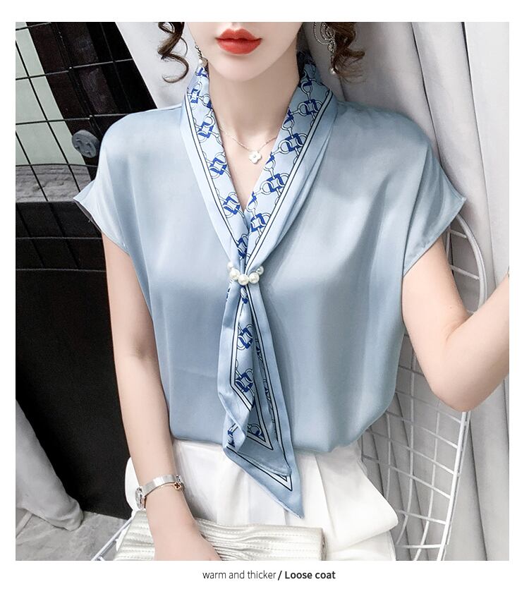 【tops】エレガント フランス風 上品なシルエットスウィートノースリーブシフォンシャツ G6716