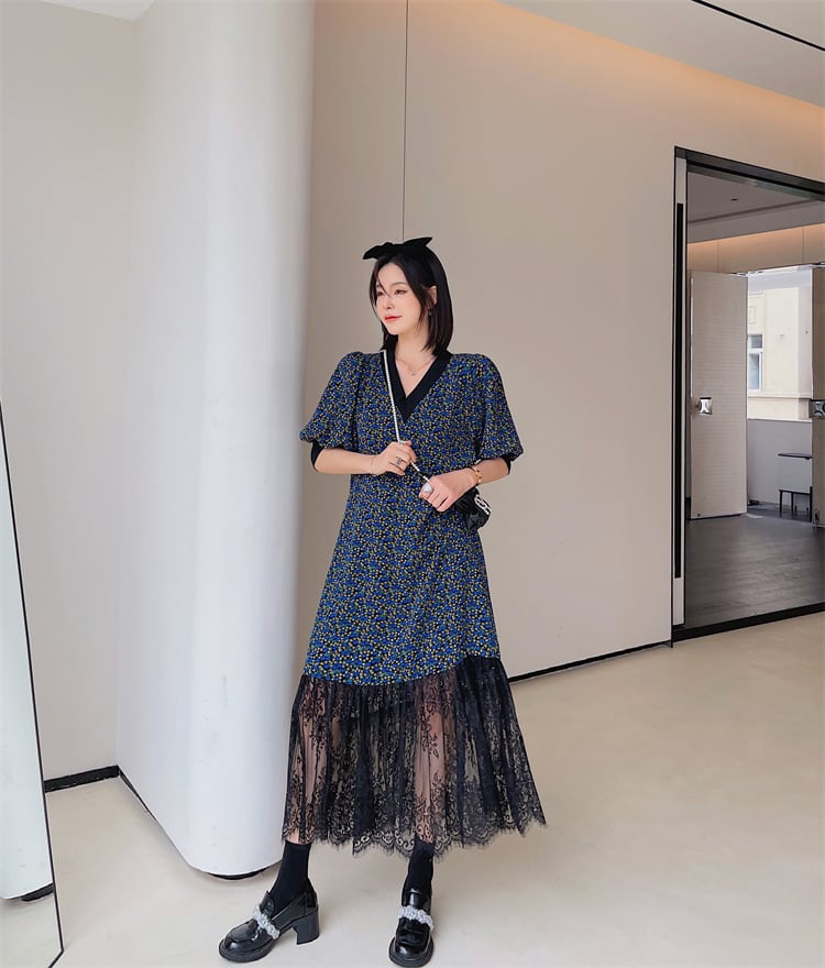 【dress】レース花柄ワンピース　M25158