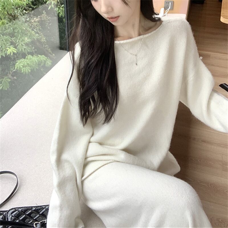 【set】シンプルニットセーター×スカートセット　N2247