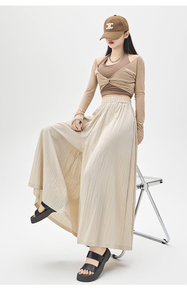 【bottoms】3色ウエストゴムガウチョパンツF7490