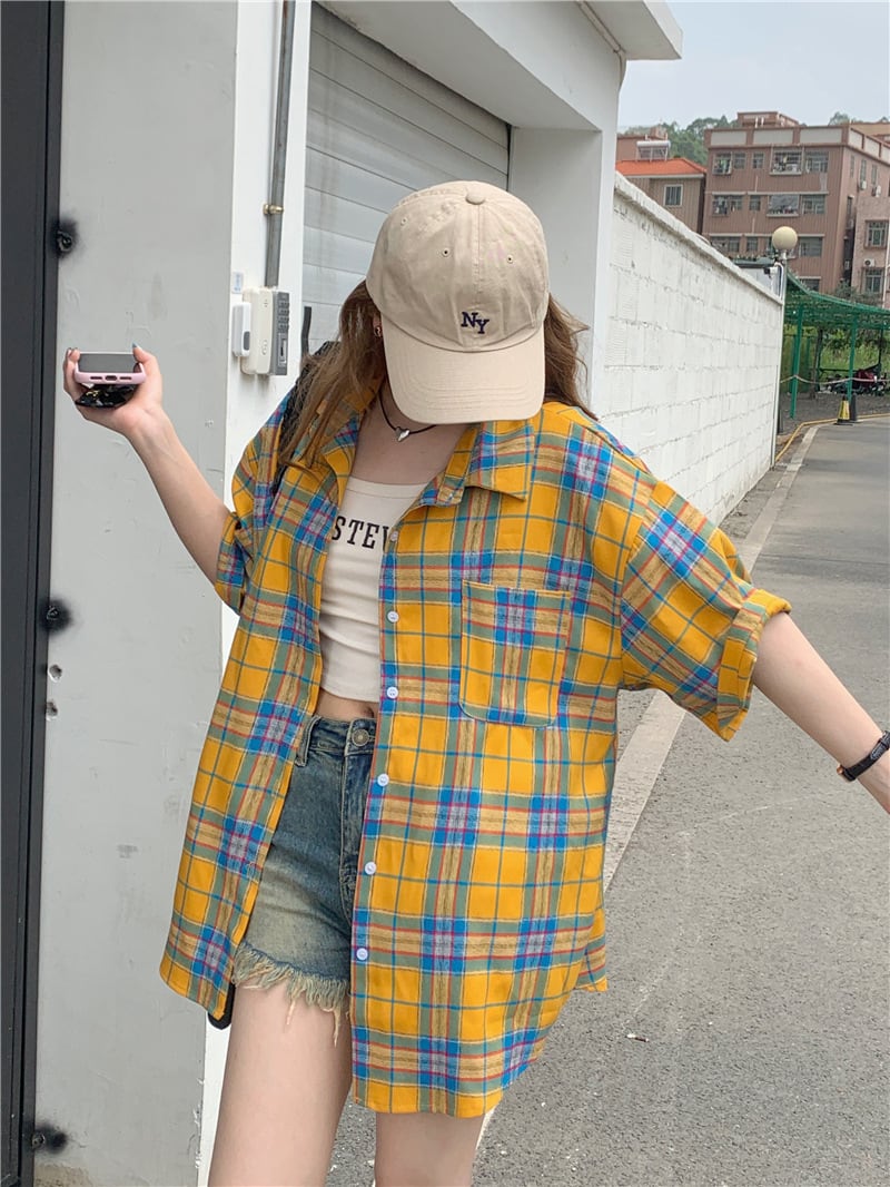 【tops】チェック柄シャツトップス　M25267