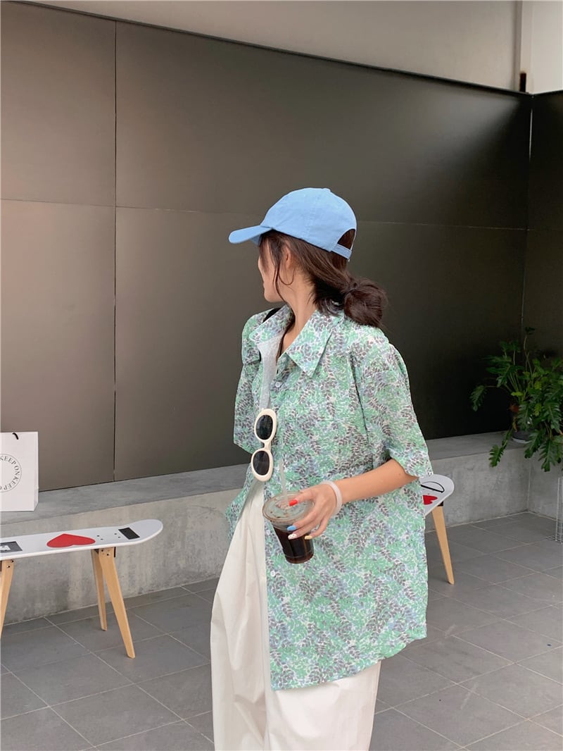 【tops】花柄シャツトップス　M25174