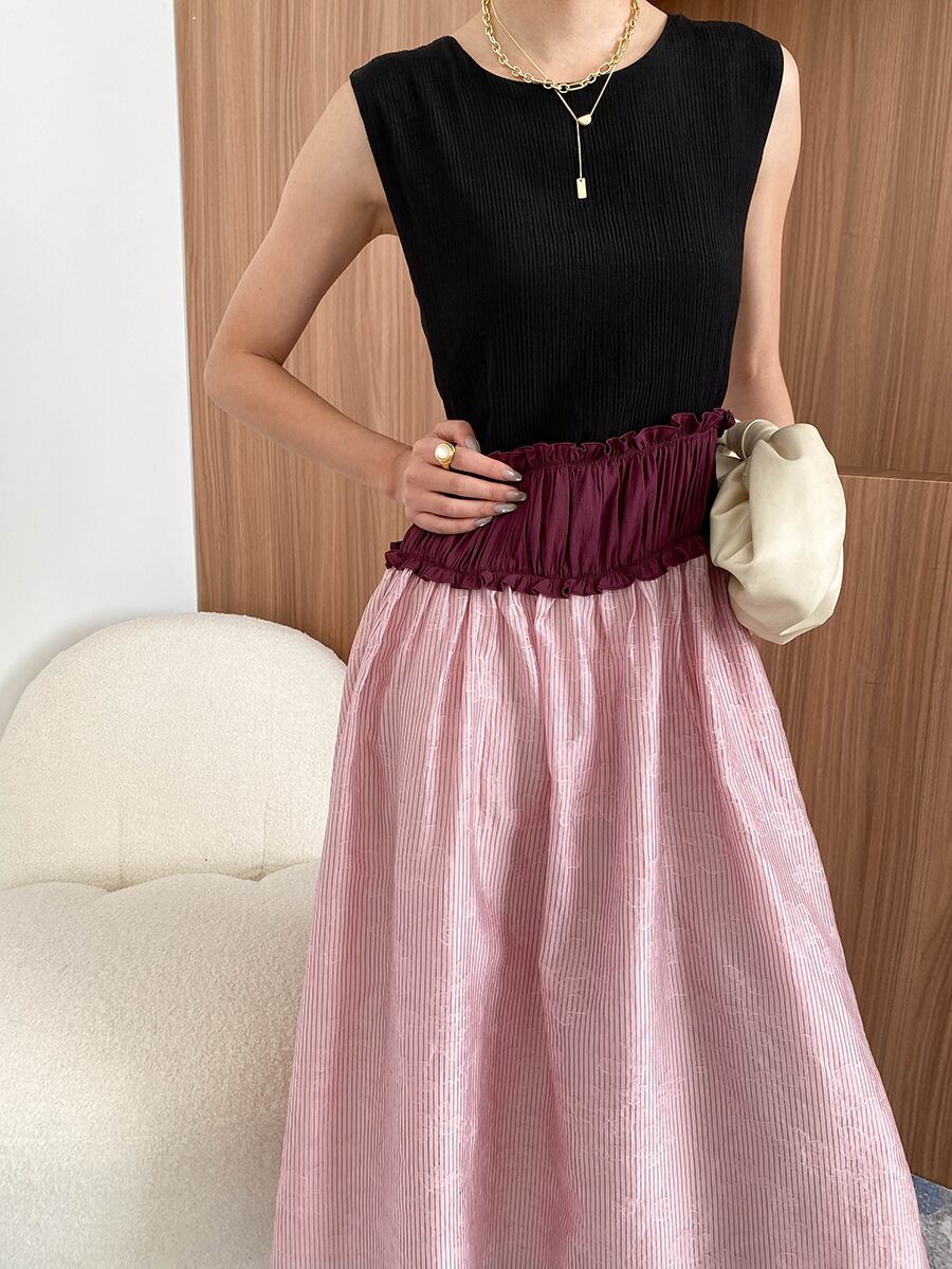 【dress】ノースリーブドッキングワンピース　M29950