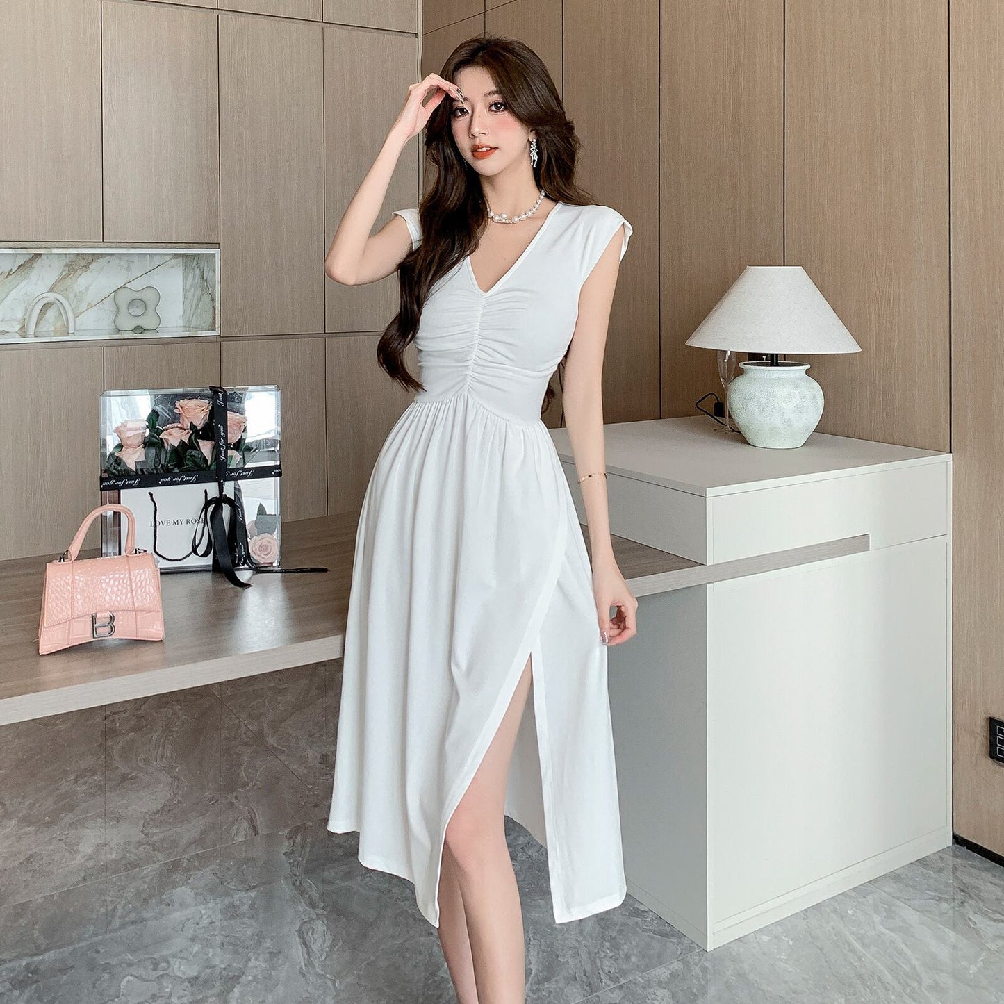 【dress】VネックスリットワンピースG20062