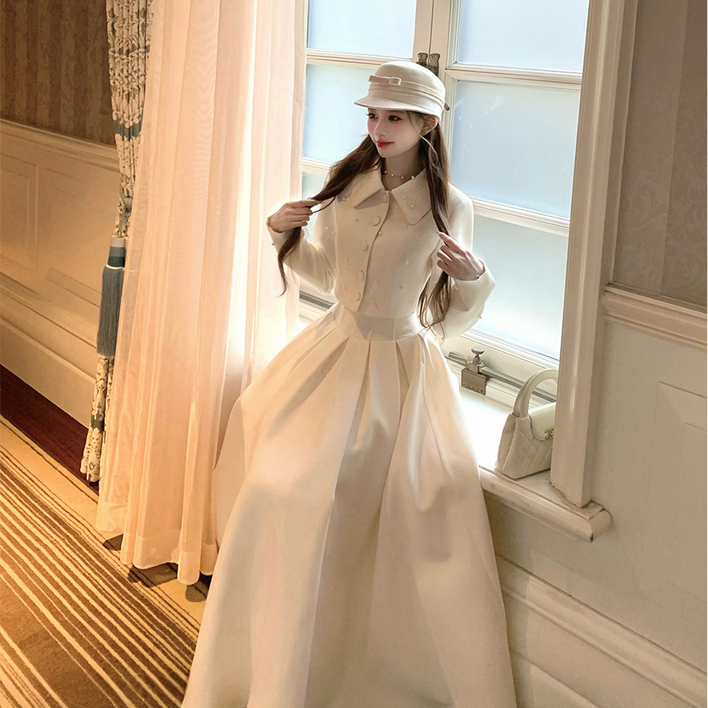 【set】パール付きショートジャケット×ロングスカートセット N3401