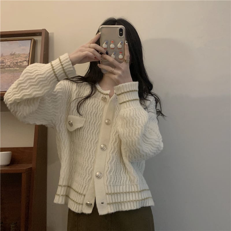 【outer】クルーネックニットカーデ　M26153