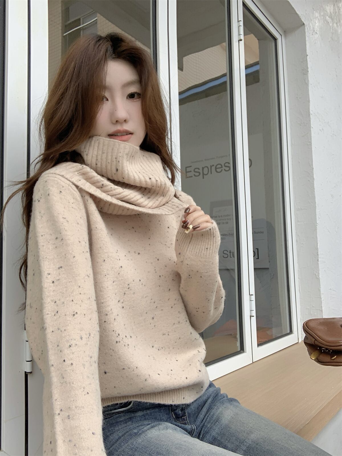 【tops】ニットセーターマフラー付き　M27672