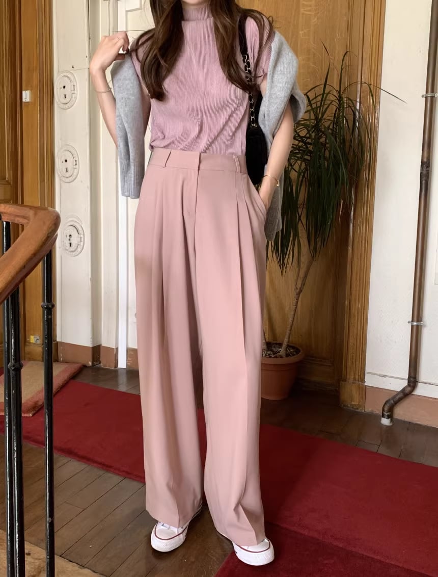 【tops】5色ハーフネックＴシャツF7422