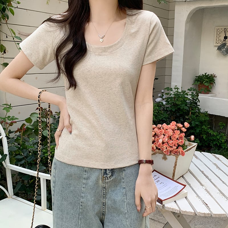 【tops】3色UネックＴシャツF7501