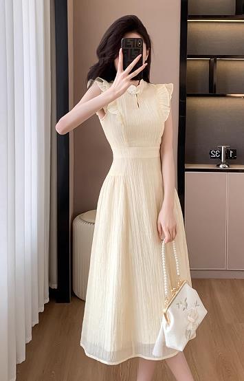 【dress】フレンチスリーブAラインワンピースF7477