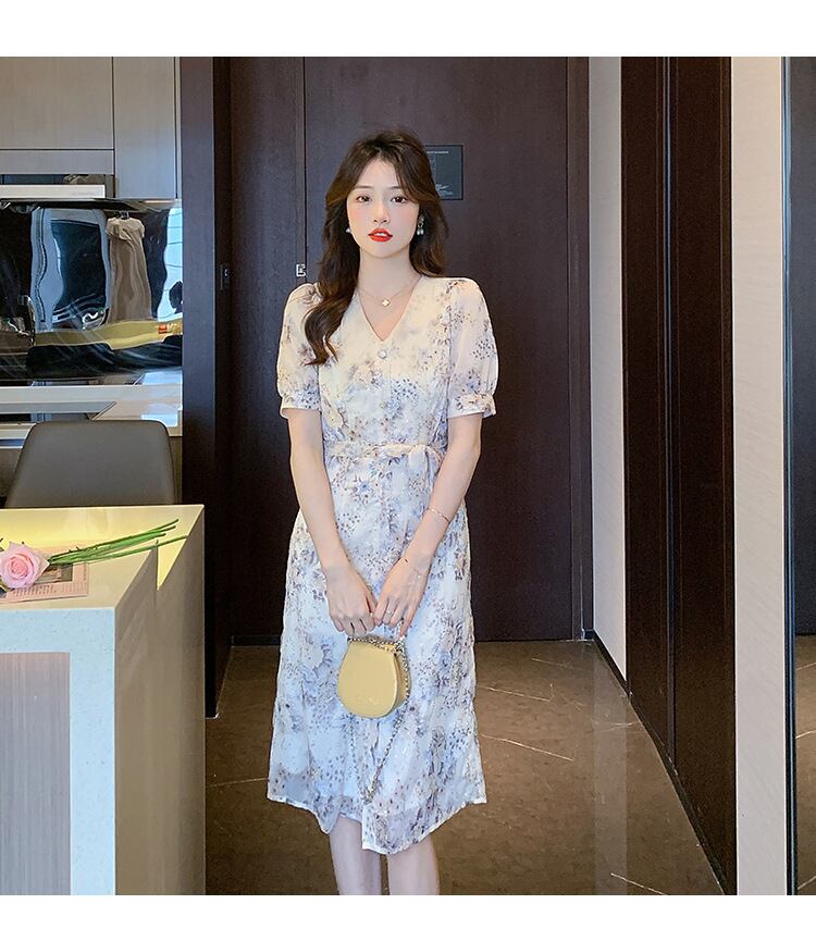 【dress】Vネック花柄ワンピース G20485