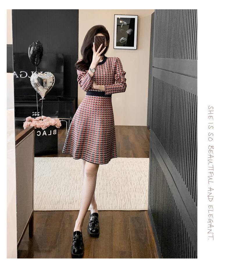 【dress】おすすめエレガントジャカードニットワンピース　M17516