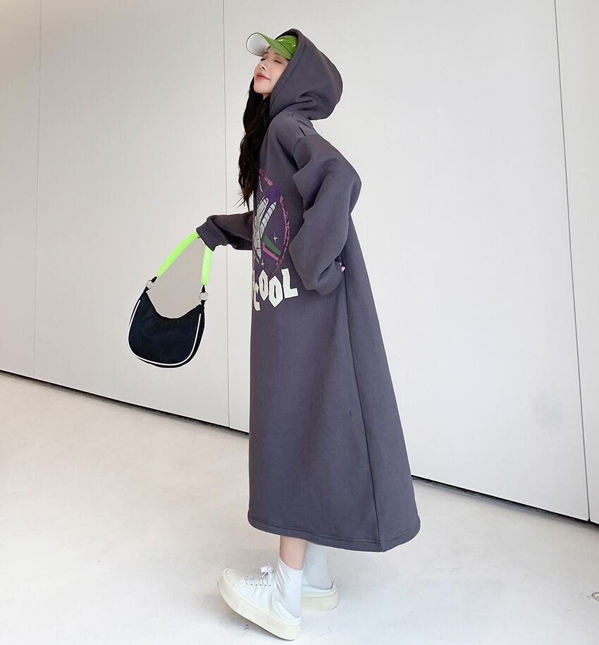 【dress】裹起毛パーカーワンピース　M18579
