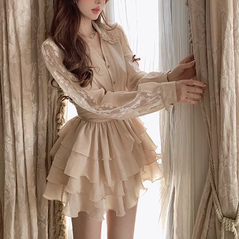 【dress】レースドッキングデートワンピース　M28492