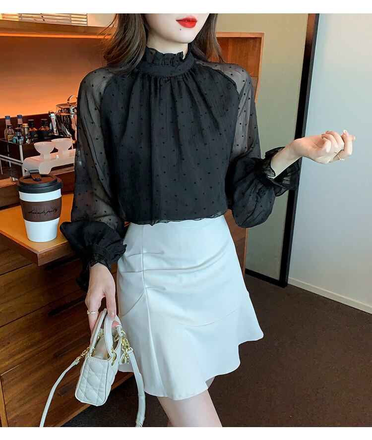 【tops】チュールコンビシャツトップス　M28709