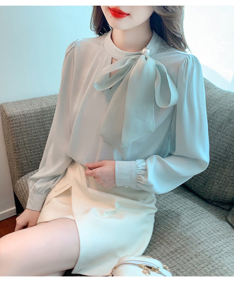 【tops】リボン付きブラウス　M29120