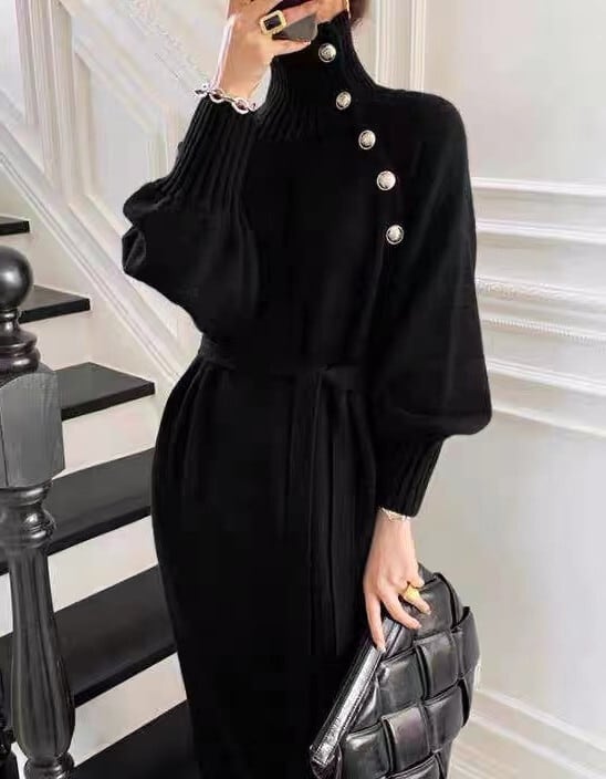 【dress】ボタンデザインニットワンピース　M25619