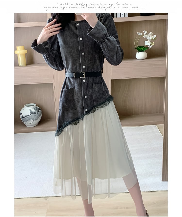 【dress】チュールコンビワンピース　M29588