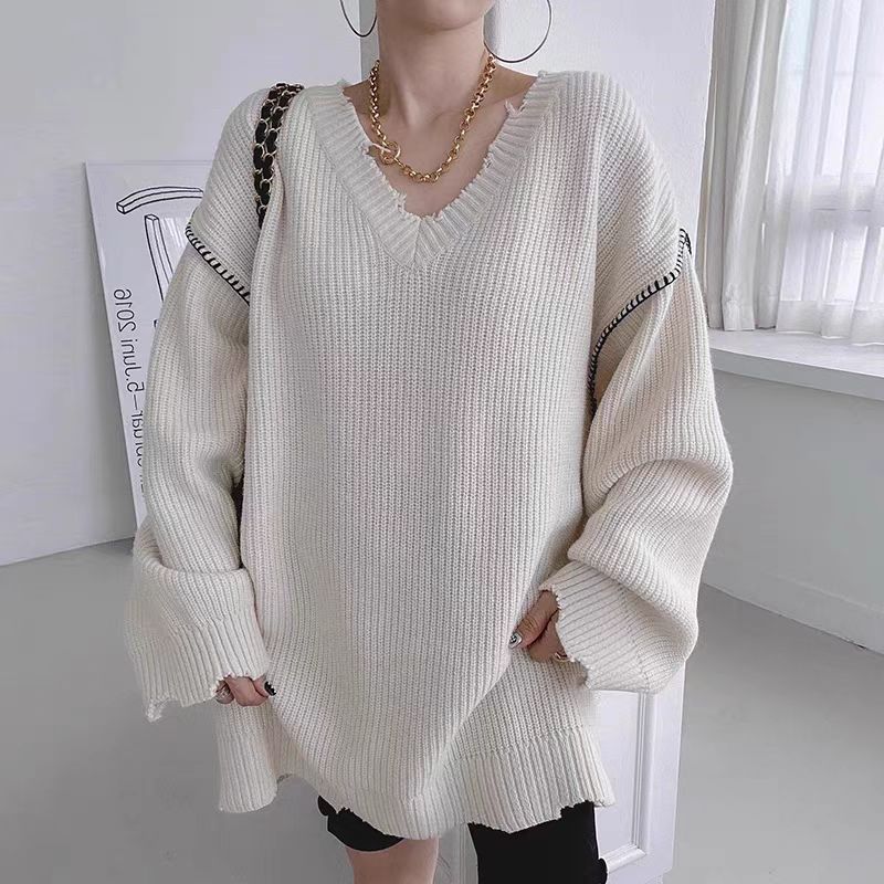 【tops】Vネック長袖ニットセーターG23858